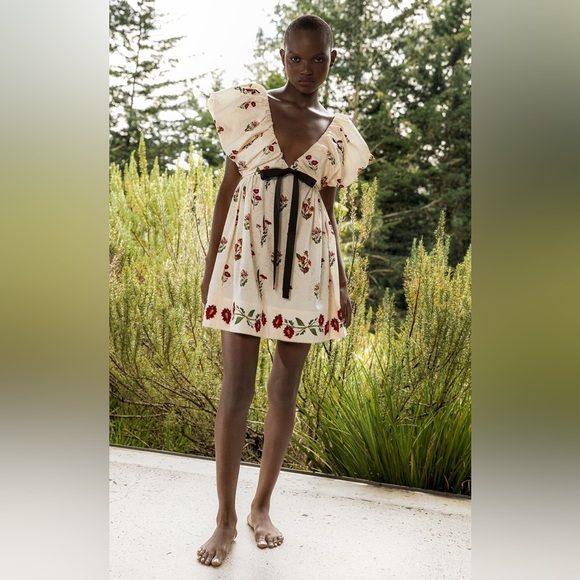 AGUA BY AGUA BENDITA Horizonte Oasis Mini Dress In Floral Print Size Medium - Picture 2 of 16